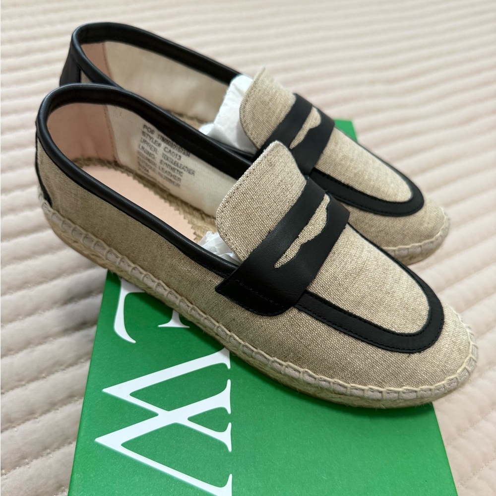 J. Crew Made-in-Spain loafer espadrilles in linen blend and leather style# CA013 - Picture 4 of 12